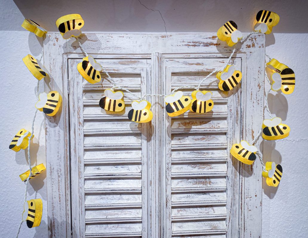 Lichterkette mit 20 Papierlampions BIENEN Sternschnuppe Online